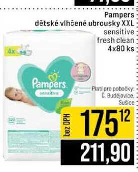 Pampers dětské vlhčené ubrousky XXL sensitive fresh clean 4x80 ks JIP