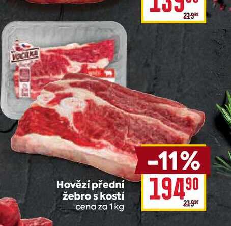 Hovězí přední žebro s kostí cena za 1kg  