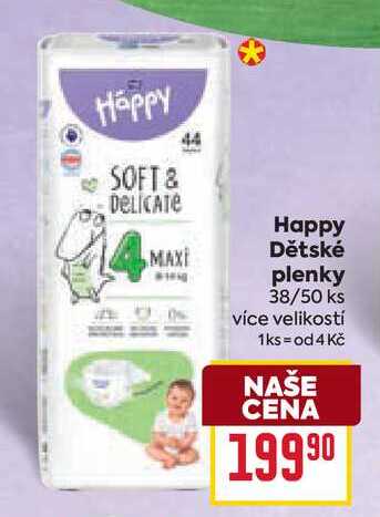 Happy Dětské plenky 38/50 ks více velikostí BILLA