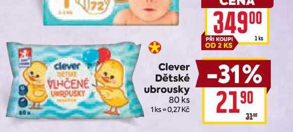 Clever Dětské ubrousky 80 ks BILLA