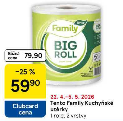 Tento Family Kuchyňské utěrky, 1 role, 2 vrstvy Tesco