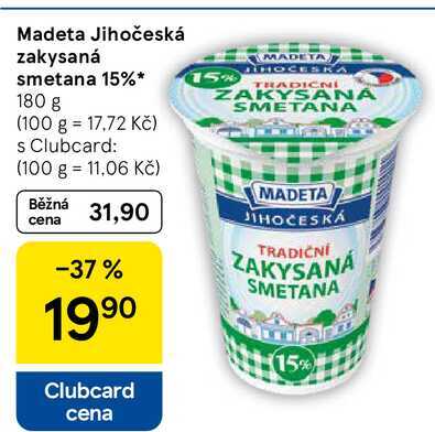 Madeta Jihočeská zakysaná smetana 15%, 180 g