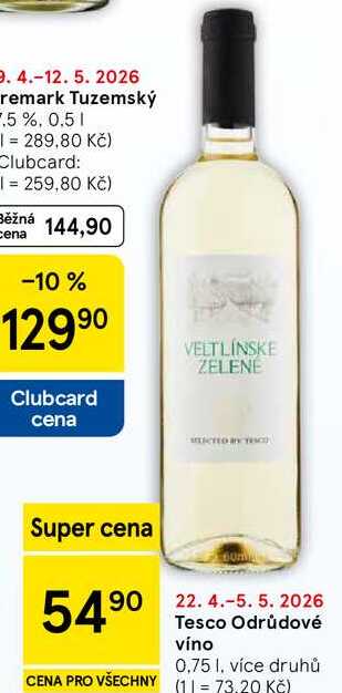 Tesco Odrůdové víno, 0,75 l, více druhů 