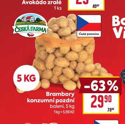Brambory konzumní pozdní balení, 5 kg 