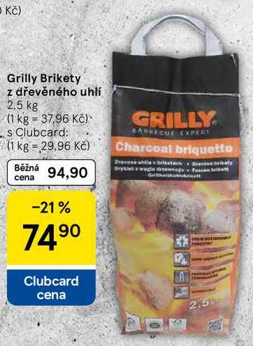 Grilly Brikety z dřevěného uhlí, 2.5 kg  