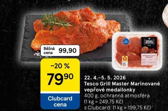 Tesco Grill Master Marinované vepřové medailonky, 400 g 