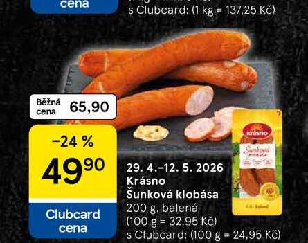 Krásno Šunková klobása, 200 g 