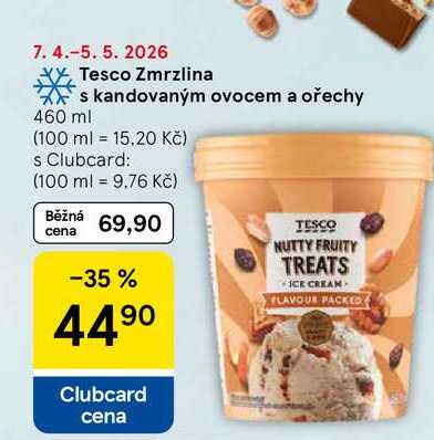 Tesco Zmrzlina s kandovaným ovocem a ořechy, 460 ml