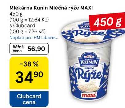 Mlékárna Kunín Mléčná rýže MAXI,0 450 g 