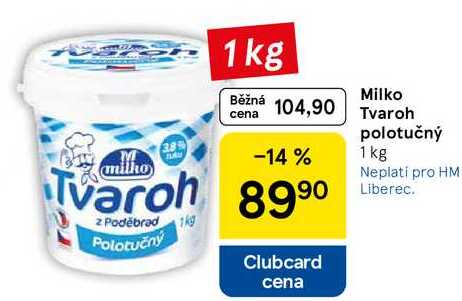Milko Tvaroh polotučný, 1 kg 