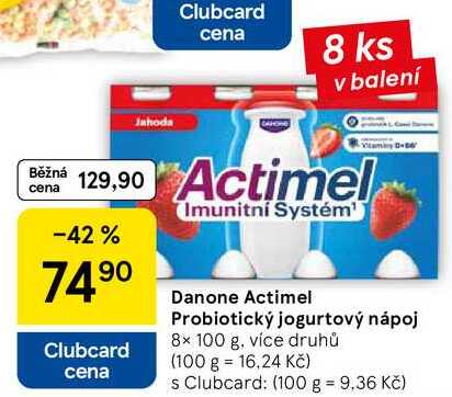 Danone Actimel Probiotický jogurtový nápoj, 8x 100 g, více druhů 