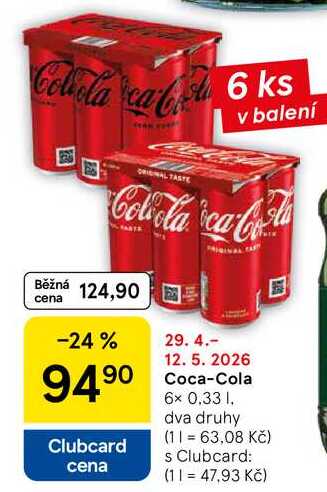 Coca-Cola, 6× 0.33 l