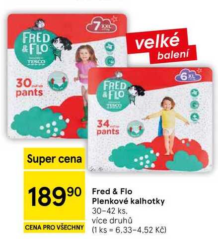 Fred & Flo Plenkové kalhotky, 30-42 ks 
