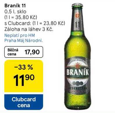 Braník 11, 0,5 l, sklo 