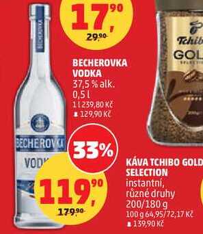 BECHEROVKA VODKA 37,5% alk., 0,5 l v akci