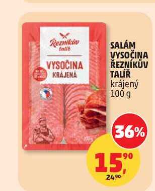 SALÁM VYSOČINA KRÁJENA ŘEZNÍKŮV TALÍŘ krájený, 100 g 