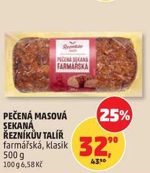 PEČENÁ MASOVÁ SEKANÁ ŘEZNÍKŮV TALÍŘ farmářská, klasik, 500 g  