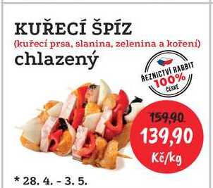 KUŘECÍ ŠPÍZ (kuřecí prsa, slanina, zelenina a koření) chlazený 1kg  