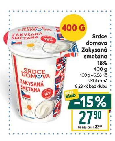 Srdce domova Zakysaná smetana 18% 400 g 