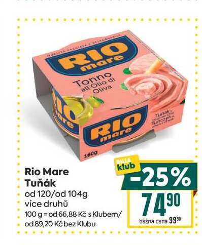 Rio Mare Tuňák od 120/od 104g 