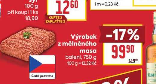Výrobek z mělněného masa balení, 750 g 