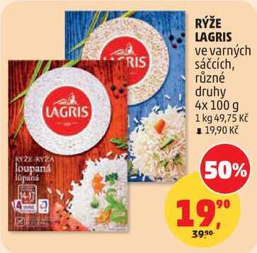 RÝŽE LAGRIS ve varných sáčcích, různé druhy, 4x 100 g 