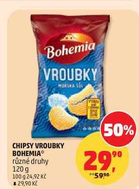 CHIPSY VROUBKY BOHEMIA různé druhy, 120 g 