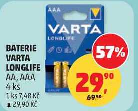 BATERIE VARTA LONGLIFE AA, AAA, 4 ks 