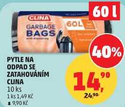 PYTLE NA ODPAD SE ZATAHOVÁNÍM CLINA, 10 ks Penny Market