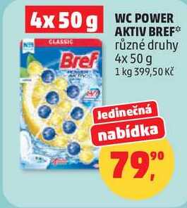 WC POWER AKTIV BREF různé druhy, 4x 50 g  