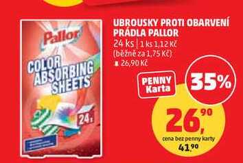 UBROUSKY PROTI OBARVENÍ PRÁDLA PALLOR, 24 ks Penny Market