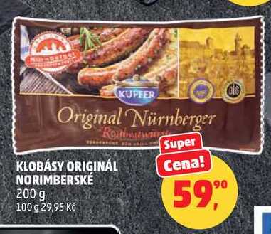 KLOBÁSY ORIGINÁL NORIMBERSKÉ, 200 g 
