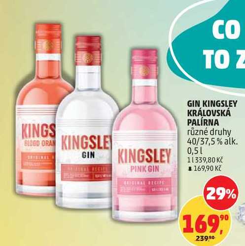 GIN KINGSLEY KRÁLOVSKÁ PALÍRNA různé druhy 40/37,5% alk., 0,5 l