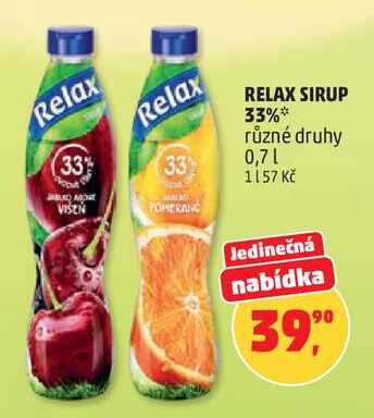 RELAX SIRUP 33% různé druhy, 0,7 l 