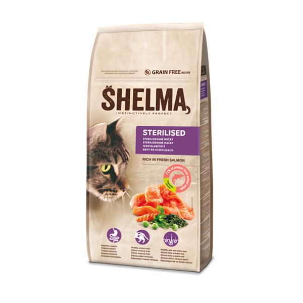 Shelma Bezobilné granule s čerstvým lososem pro sterilizované kočky