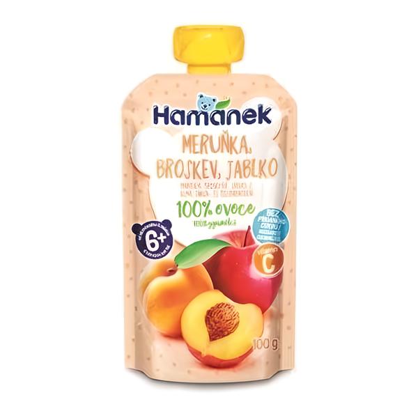 Hamánek 100% ovoce Meruňka, broskev, jablko