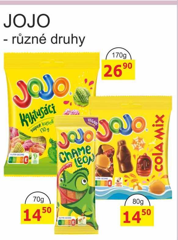 JOJO bonbóny 70g, vybrané druhy
