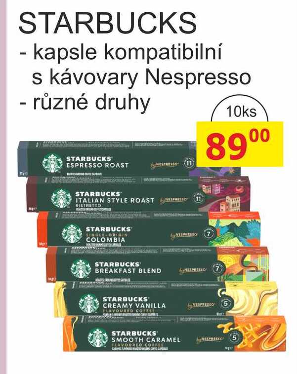 STARBUCKS - kapsle kompatibilní s kávovary Nespresso - různé druhy 10ks 