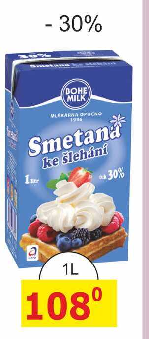BOHE MILK Smetana ke šlehání 30% 1l