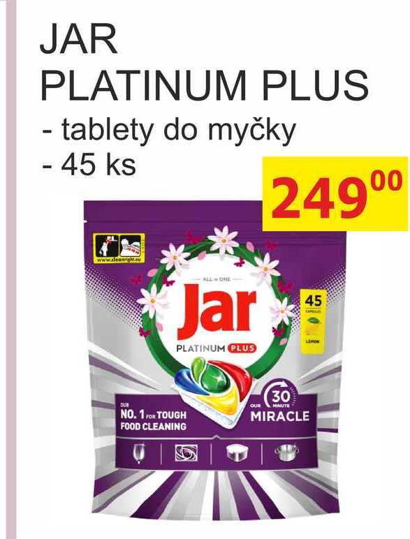 JAR PLATINUM PLUS - tablety do myčky 45 ks 