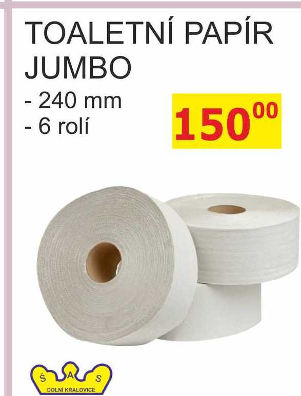 TOALETNÍ PAPÍR JUMBO 240 mm, 6 rolí BENE NÁPOJE