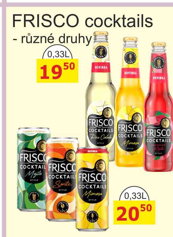 Frisco míchaný nápoj 330ml, různé druhy plech