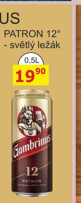 GAMBRINUS PATRON 12° - světlý ležák 0,5L plechovka