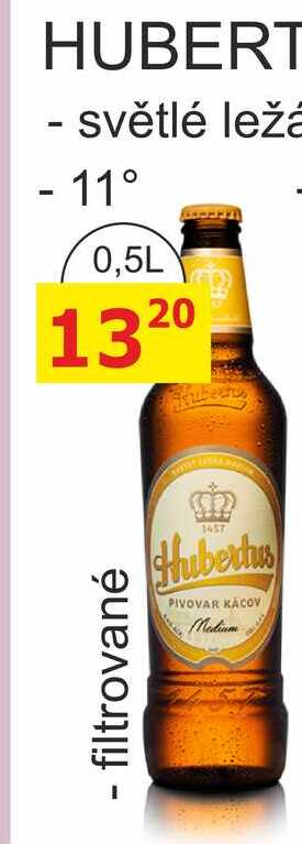 Pivovar Kácov Hubertus Pivo světlý ležák 0,5l