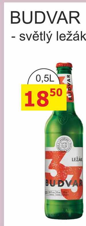 BUDVAR 33 - světlý ležák 0,5L 