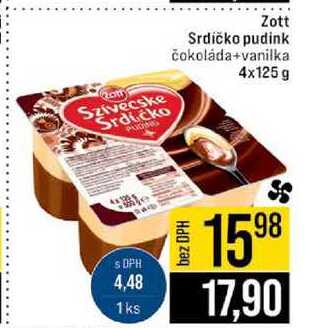 Zott Srdíčko pudink čokoláda+vanilka 4x125 g 