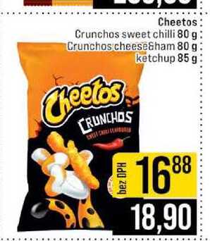 Cheetos Crunchos sweet chilli 80 g Crunchos cheese&ham 80 g ketchup 85 g