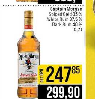 Captain Morgan Spiced Gold 35% White Rum 37.5% Dark Rum 40% 0,7l