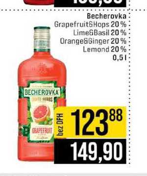 Becherovka Grapefruit&Hops 20% Lime Basil 20% Orange&Ginger 20% Lemond 20% 0,5l