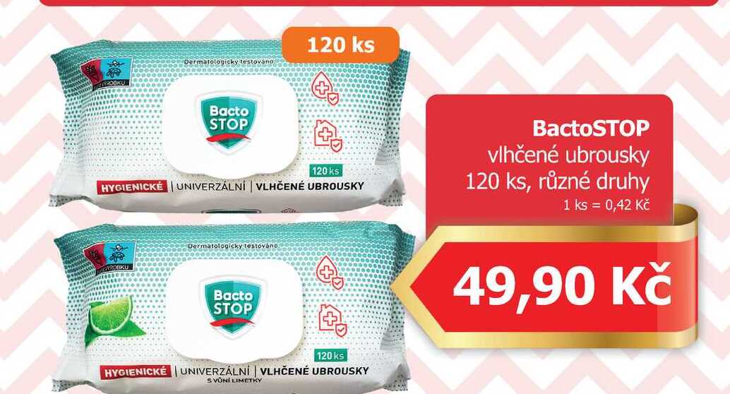 BactoSTOP vlhčené ubrousky 120 ks, různé druhy Teta drogerie